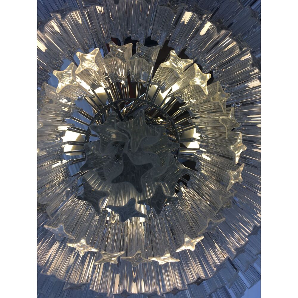 Contemporary clear quadriedro murano glass chandelier
