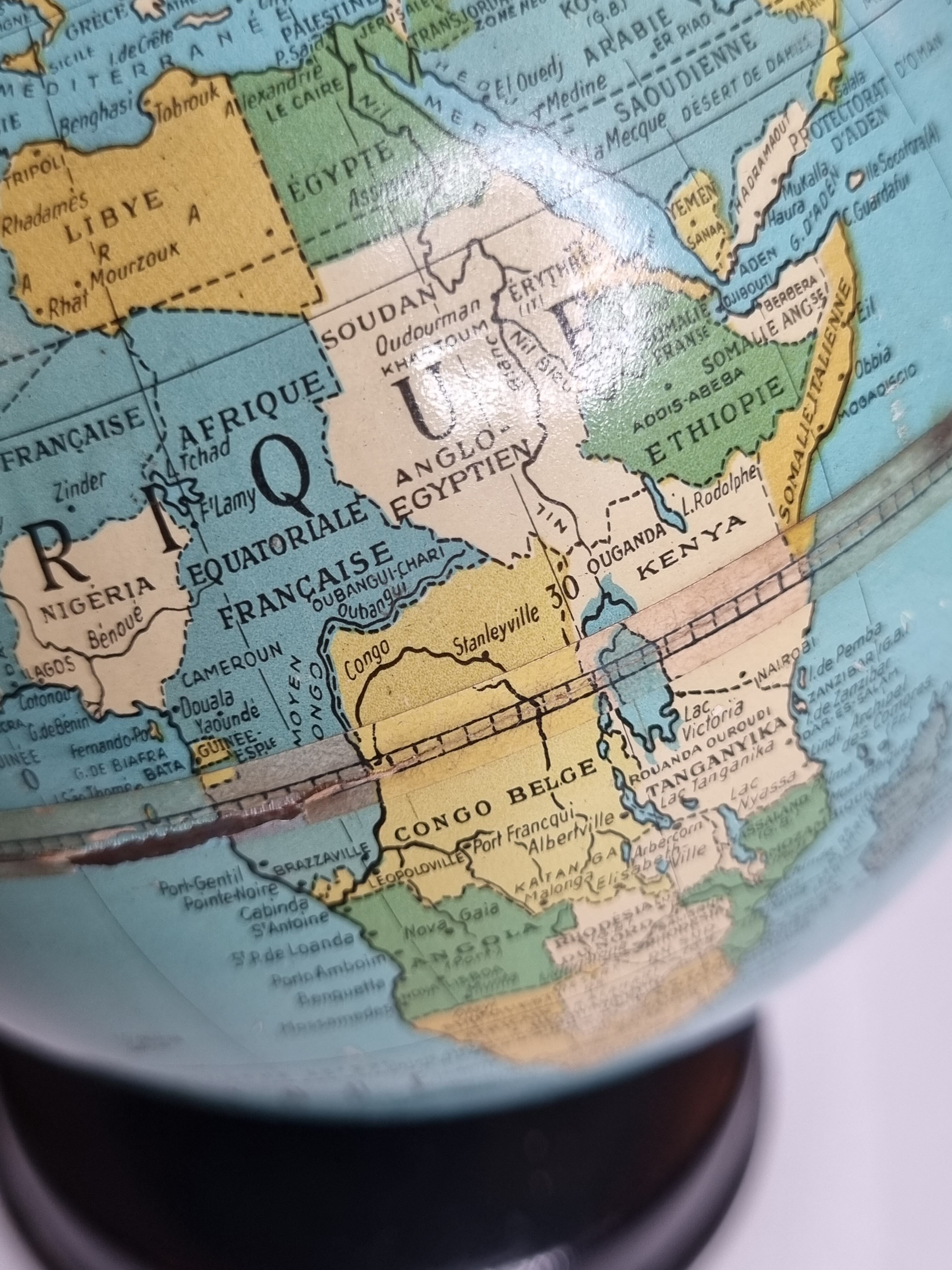 Globe earth "Taride" of the 50s-60s in metal on base, 17 cm