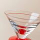 Vintage set of 6 red drinking glasses - Postmodern Memphis style ice cream cups - Italy 1980s