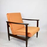 Fauteuil lounge GFM-142 en velours orange attribué à Edmund Homa, années 1970