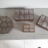 Pink brass and mother-of-pearl boxes