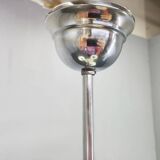 Bauhaus Chandelier Czechoslovakia 1930s Milk Glass Chrome Pendant