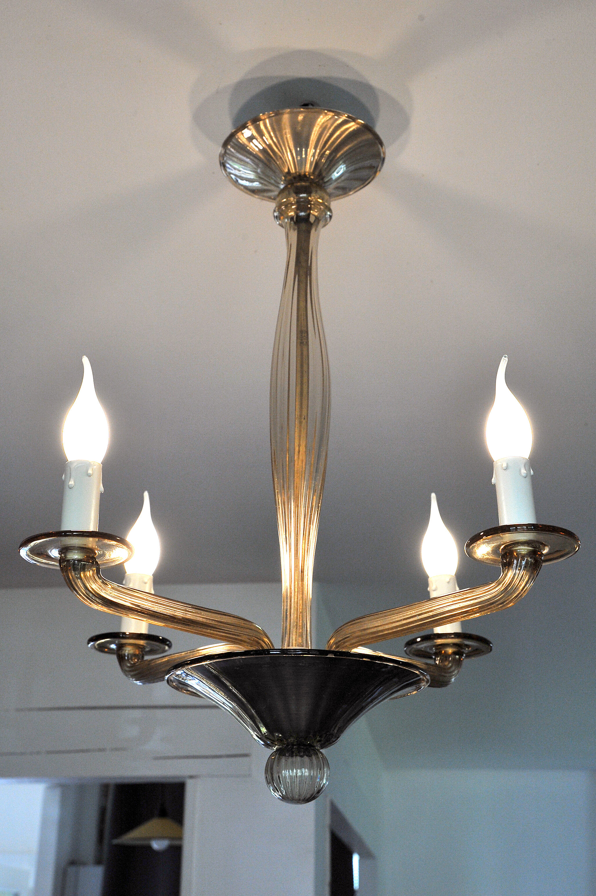 Smoked glass chandelier by Bucella Murano, 1940