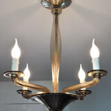 Smoked glass chandelier by Bucella Murano, 1940