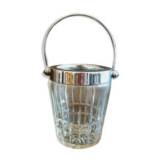 70s crystal and metal ice bucket