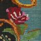 Turquoise floral wool rug, handmade in Romania. Vintage carpet 230X153 cm
