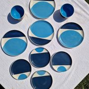 Set of 8 Plates and 2 Bowls Julie Goodwin Habitat Longitude Blue Stoneware Style