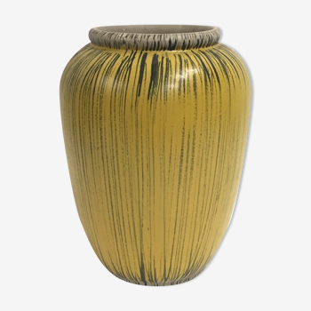 Vase en céramique jaune années 60