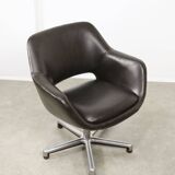 Italian Vintage Chocolate Brown Leather Office Chair