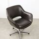 Chaise de bureau italienne vintage en cuir marron chocolat