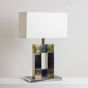 Pied de lampe géométrique en métal argenté et doré par Sandro Petti, années 1970