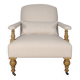 English style armchair in oak and cotton linen fabric