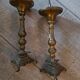 Pair of old brass candelabra