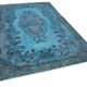 Tapis bleu bohème turc des années 1970 190 cm x 298 cm fait à la main