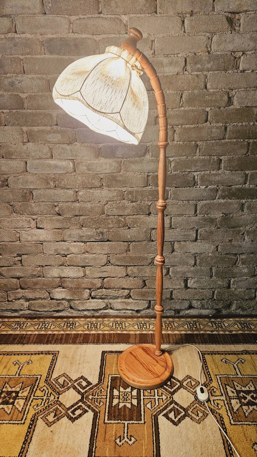 Danish pine floor lamp 1970 vintage