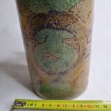 Handcrafted glazed stoneware pitcher decorated by hand