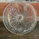 Coupe à Fruits Ancienne Plat En Verre Moulé Décor Ciselé Vintage #D660