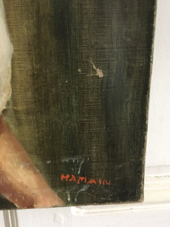 Portrait in oil on canvas XIX th