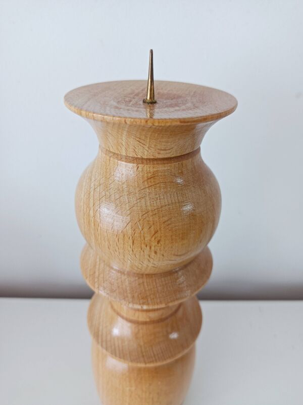 Lot de 3 bougeoirs scandinaves en bois tourné