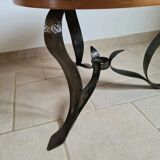 Marquetry and wrought iron coffee table