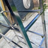 Display bookshelf modular wall shelf glass and chrome vintage 1970s