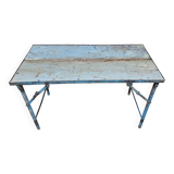 Old folding table in Burmese teak and steel