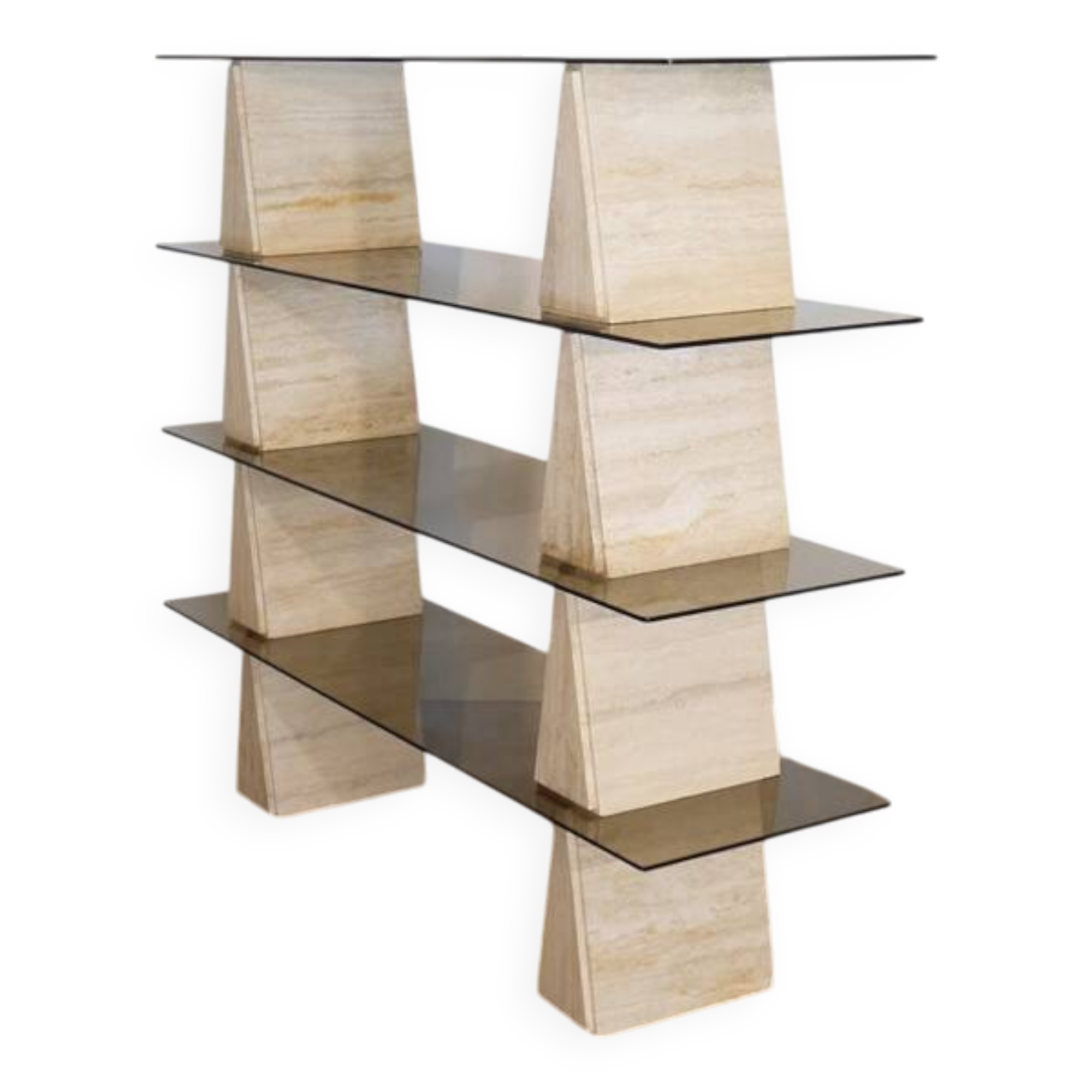 Italian travertine and glass shelf 1970