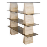 Italian travertine and glass shelf 1970