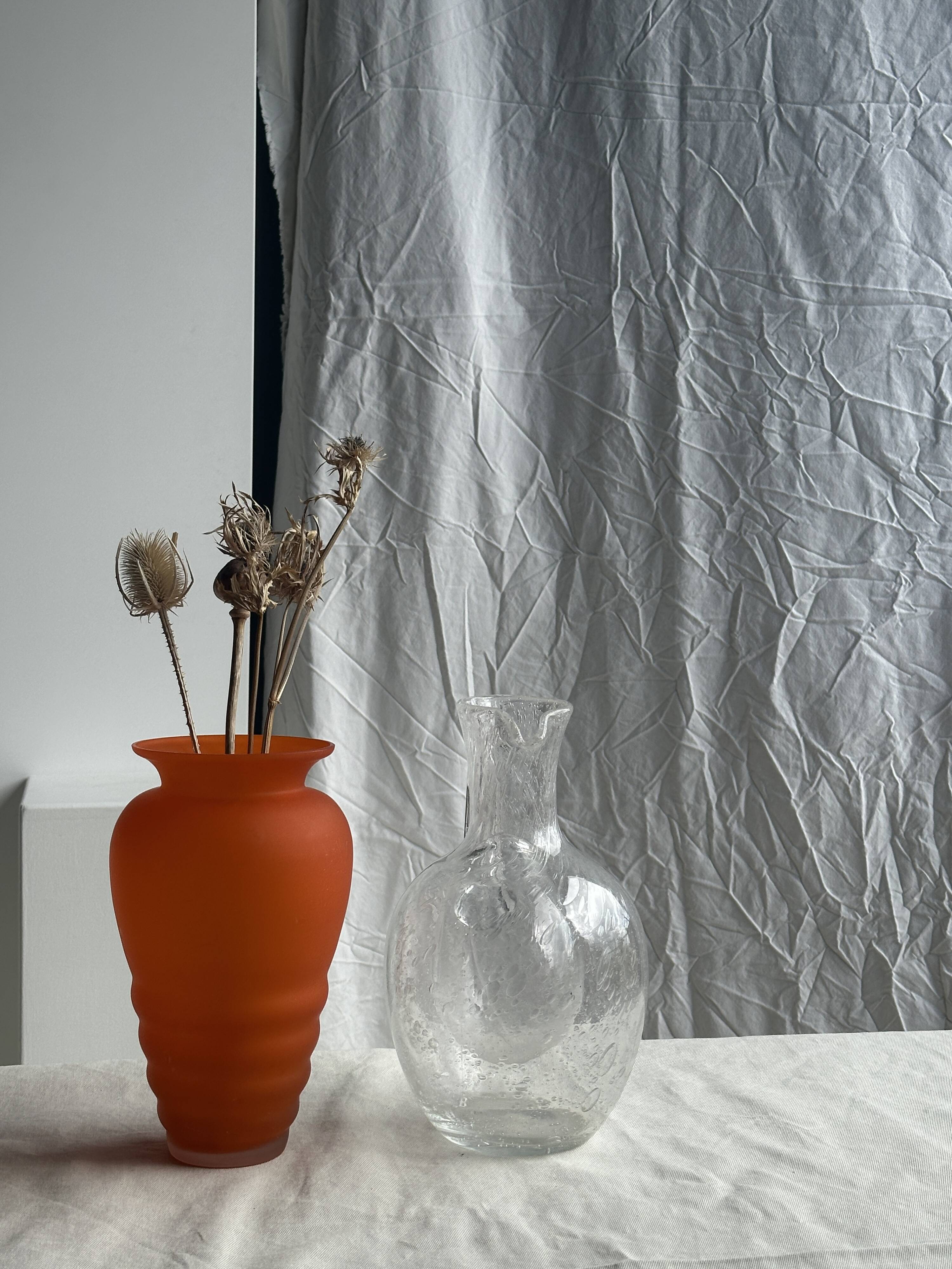 Large blown glass carafe with ice cube compartment Biot