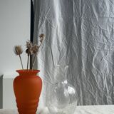 Large blown glass carafe with ice cube compartment Biot