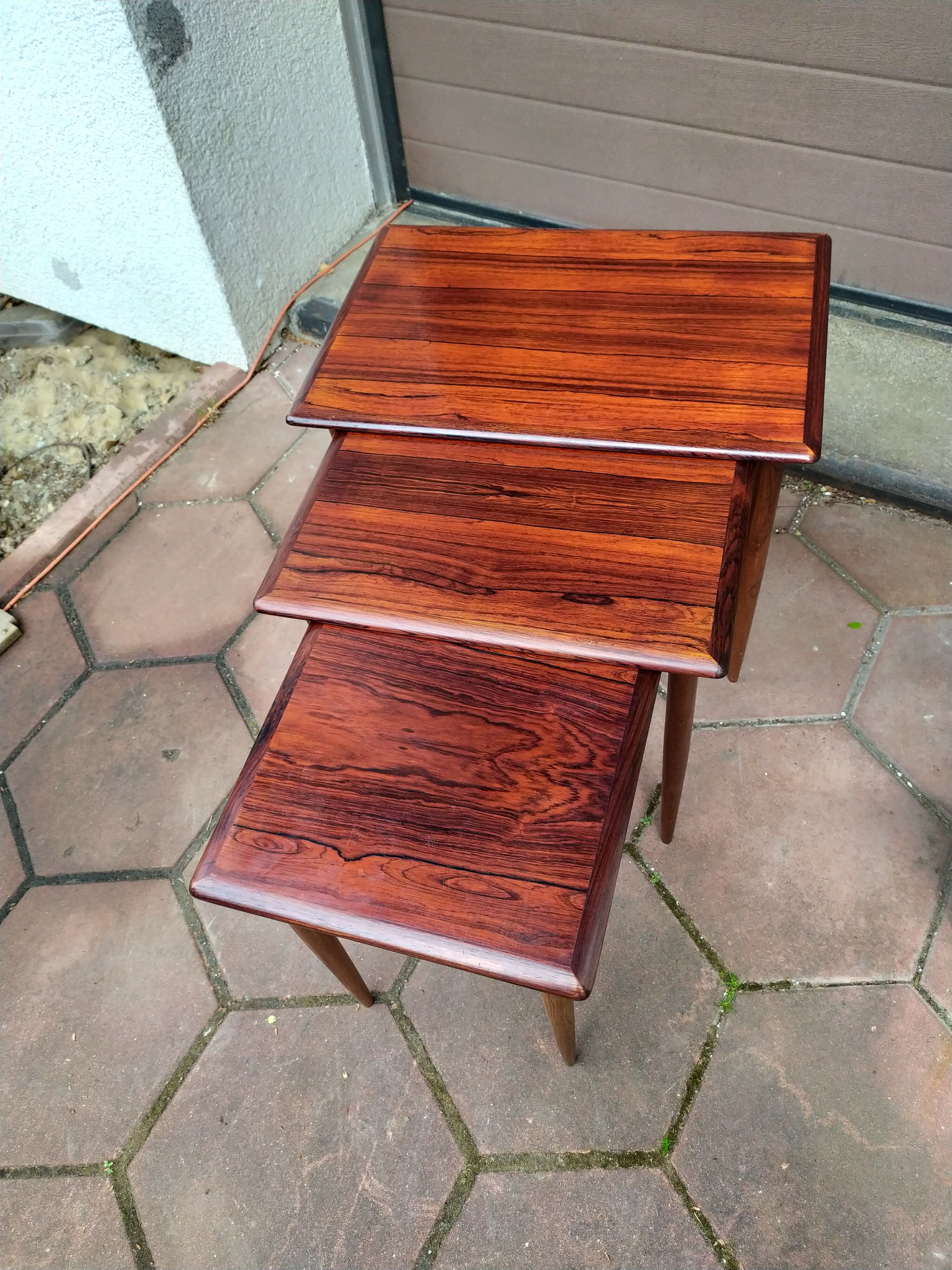 Nesting tables in rosewood, mid-1960s Denmark