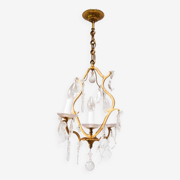 Old French chandelier in gilded brass circa 1950