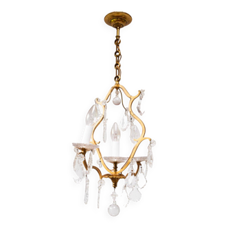 Old French chandelier in gilded brass circa 1950