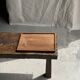 Rectangular solid teak platter with carved edges 33x24