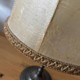 Vintage table lamp, front light, rice paper, pewter base, signed