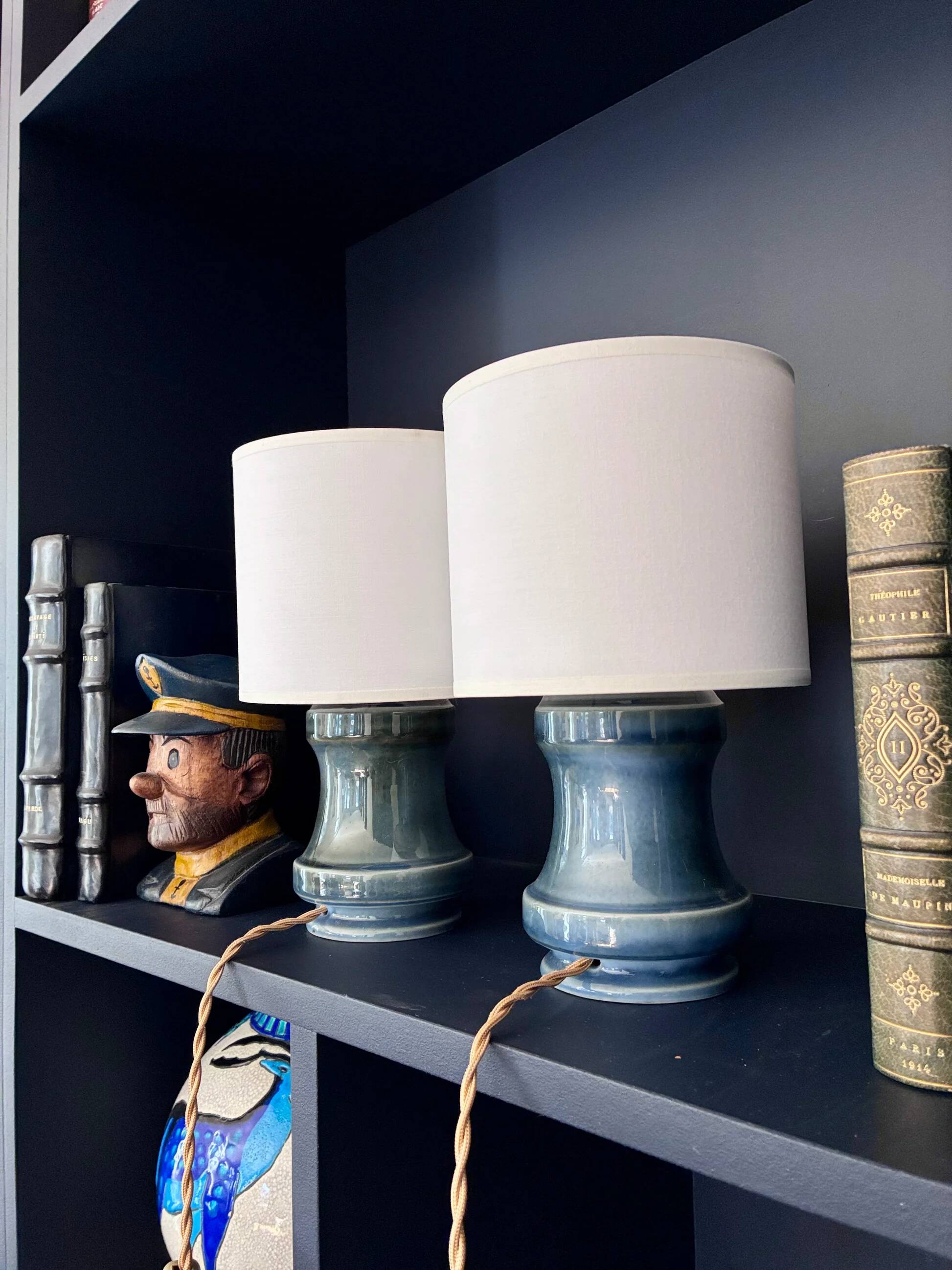 Pair of "Haddock" porcelain bedside lamps - 1950.
