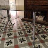 Dining table 70 chrome and smoked glass