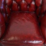 Set of 4 English Cowhide Leather Chesterfield Club Chairs