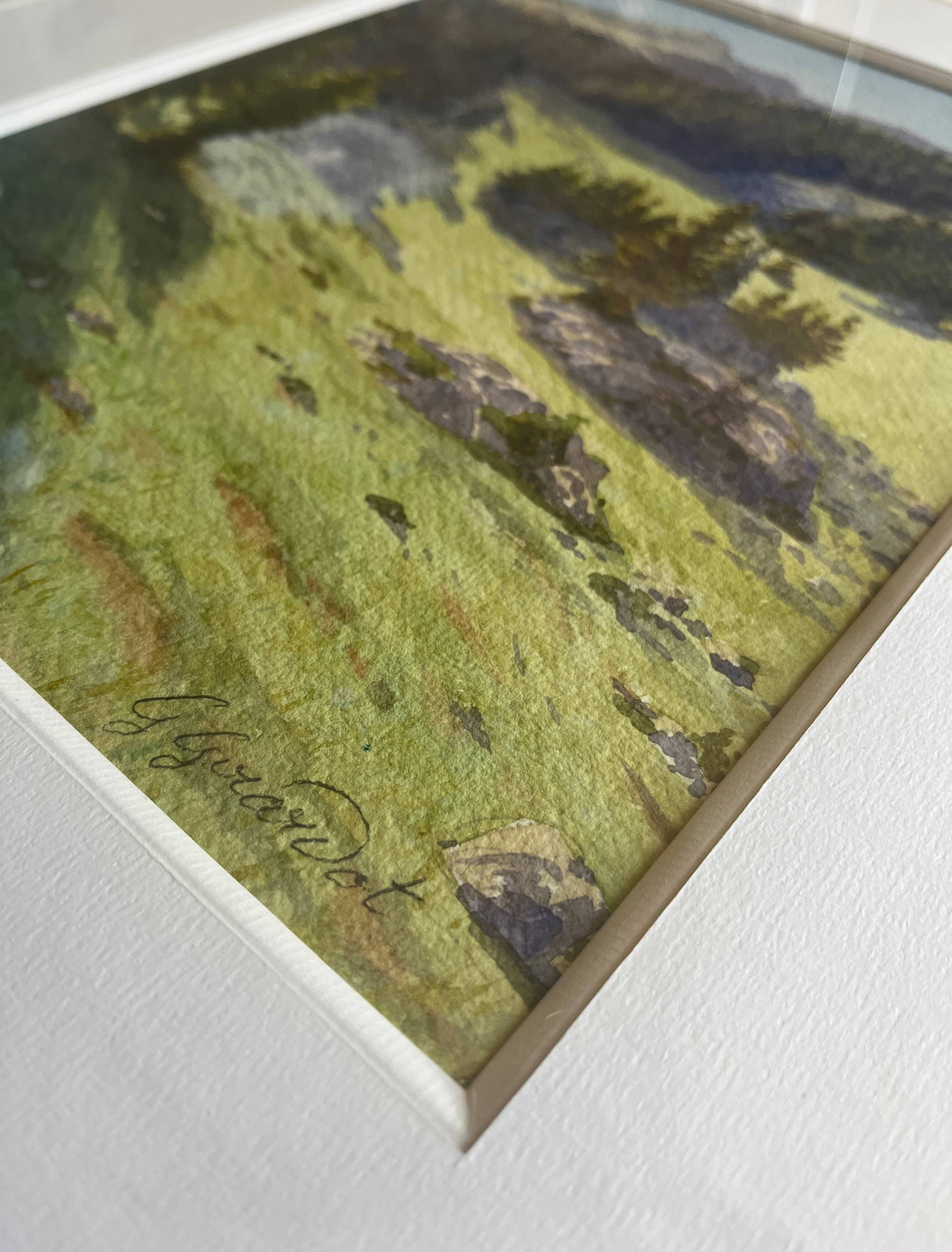 Watercolor painting g. girardot (1856-1914) "la grande morzine" leysin 1909