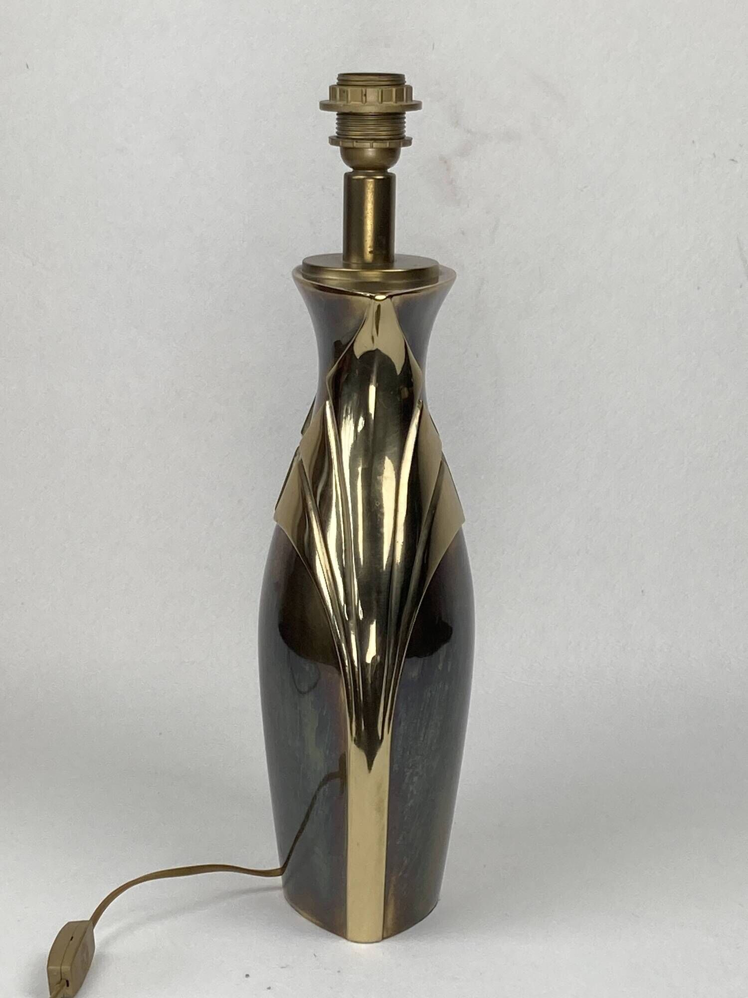 Hollywood Regency art nouveau revival brass table lamp, Dutch 1970s