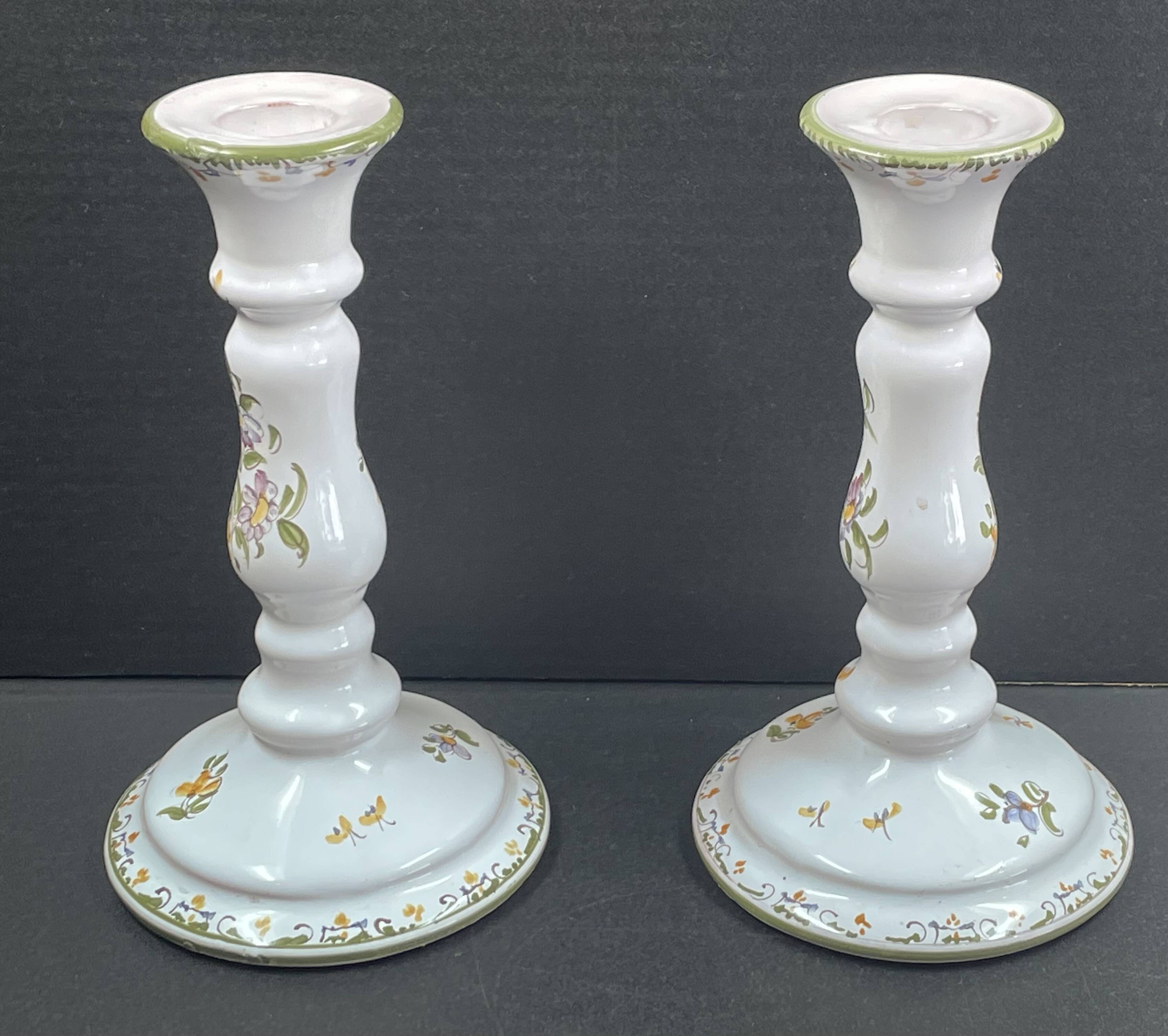 Pair of candlesticks Moustiers 21 cm