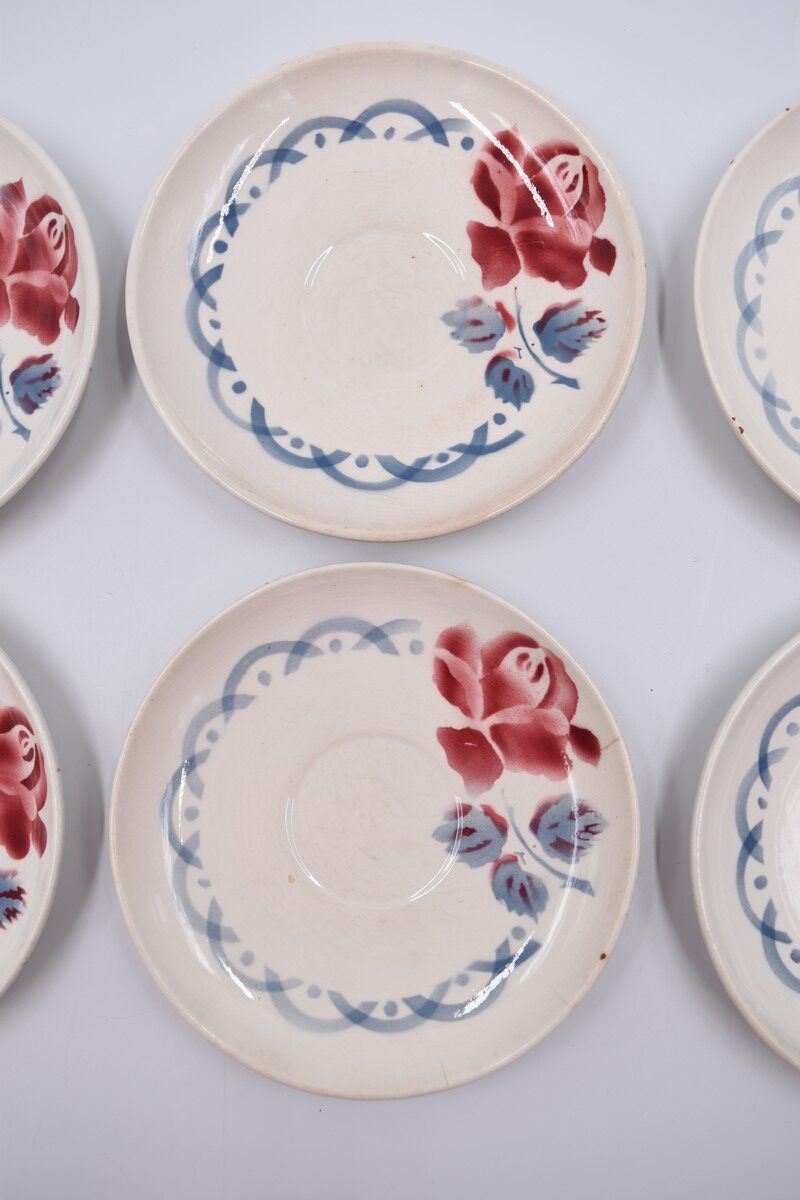 6 cups and under coffee cups Digoin Sarreguemines décor Cannes