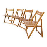 Set of 4 Folding Chairs in Wood and Plywood