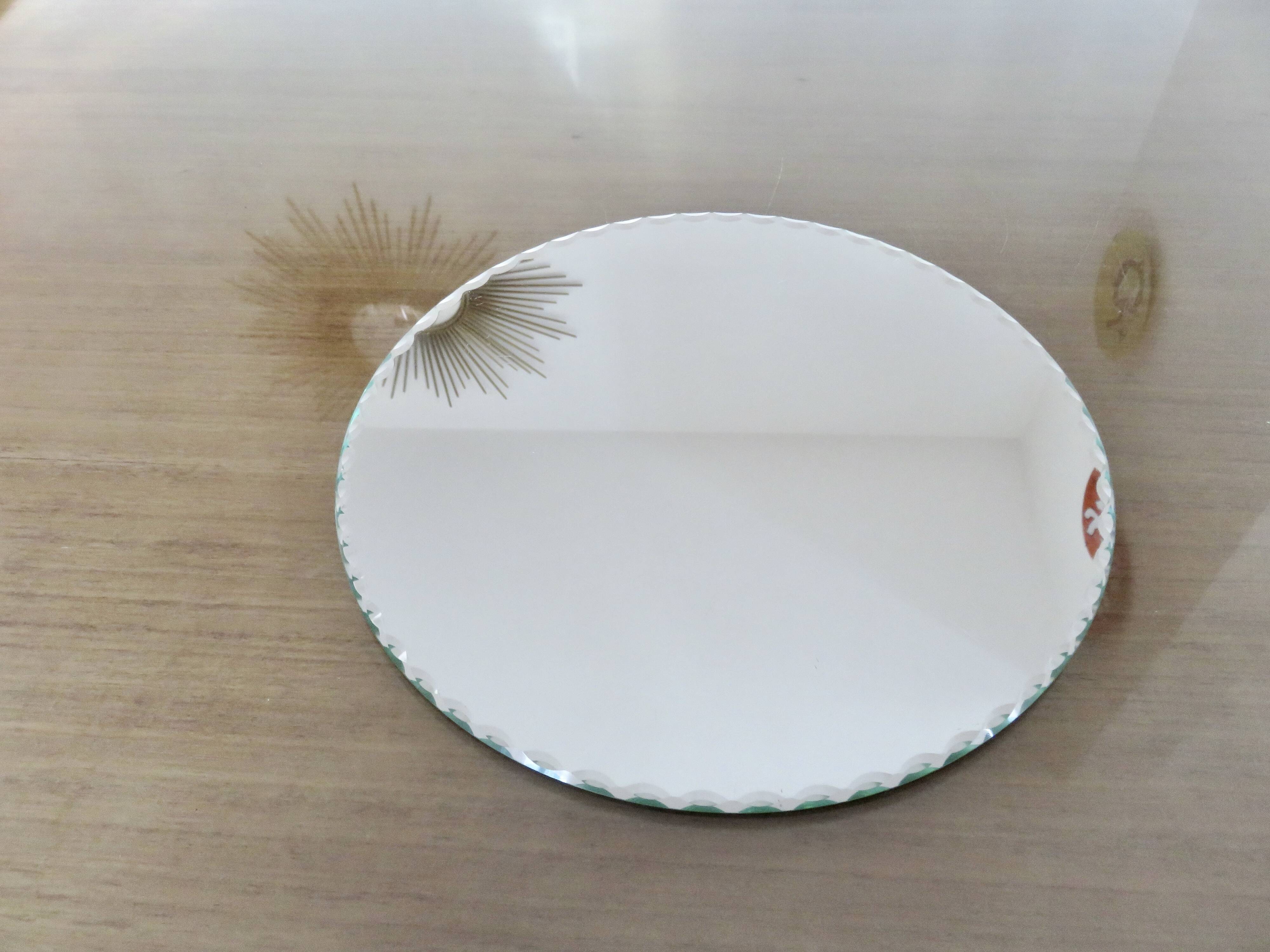 Old round, beveled, art deco mirror, 1940s-50s