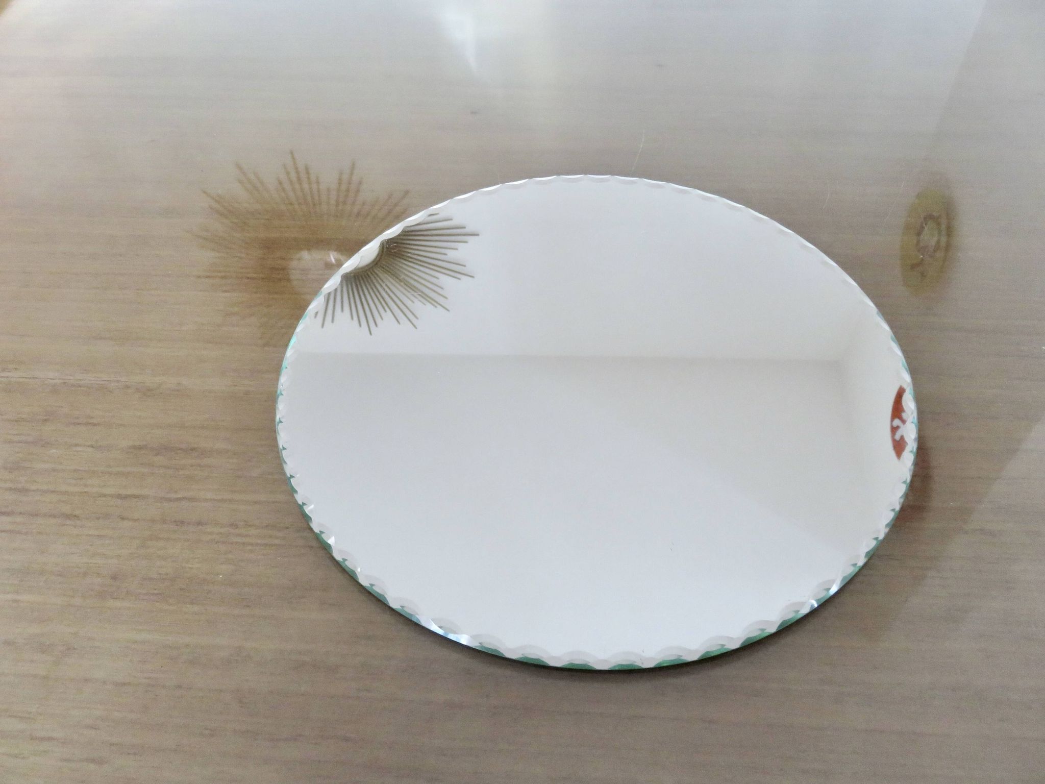 Old round, beveled, art deco mirror, 1940s-50s