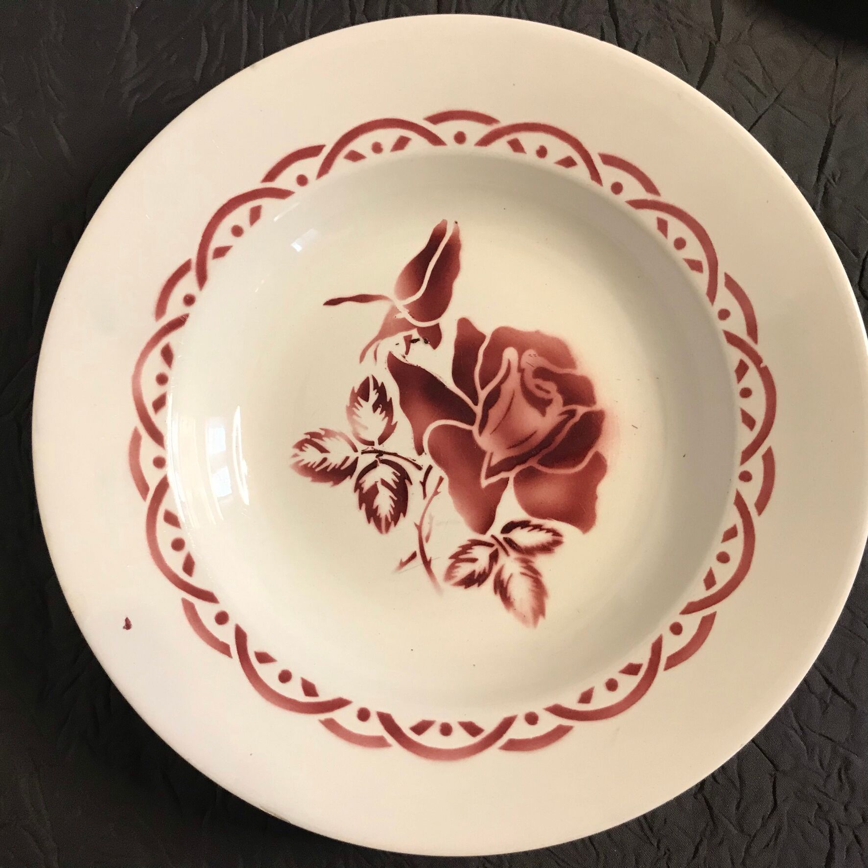 Lot of 3 plates art deco pattern 1940s