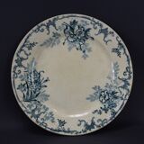 Old white and blue flat plate floral decor emile bourgeois