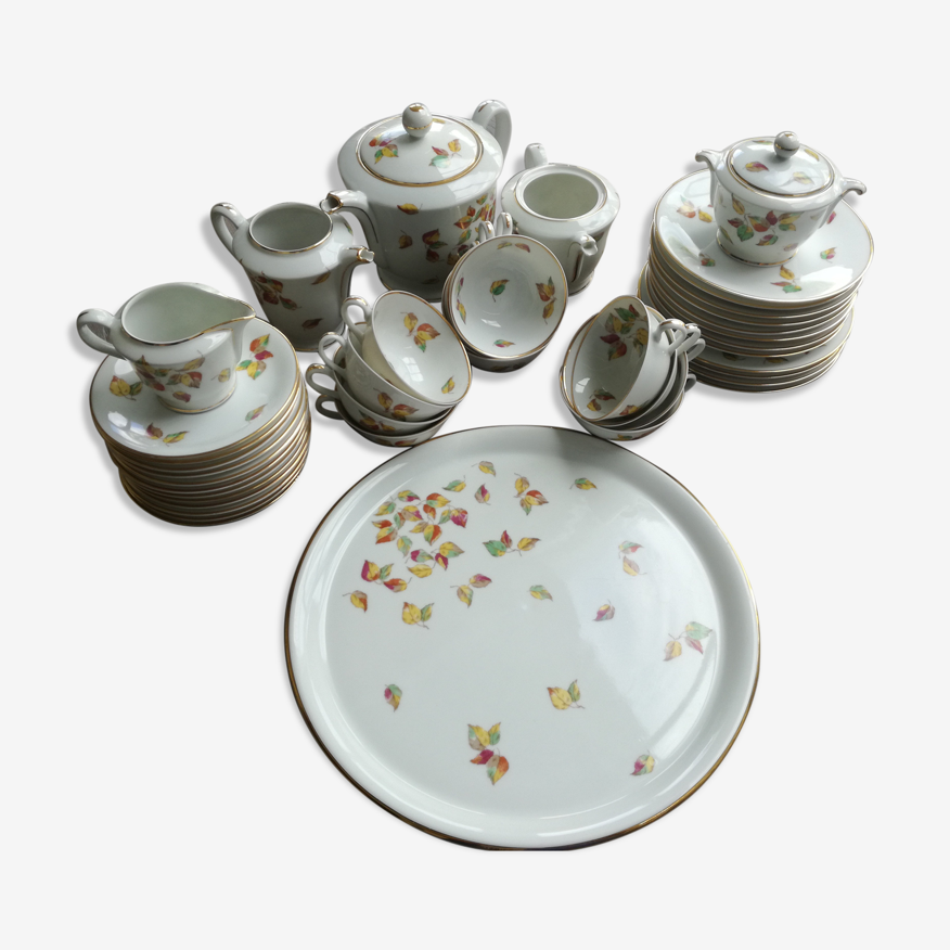 Service thé ou café et assiettes à gateau pour 12 personnes Porcelaine  Limoges