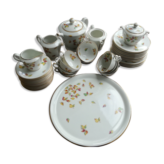 Service thé ou café et assiettes à gateau pour 12 personnes Porcelaine Limoges