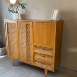 Vintage wicker high sideboard